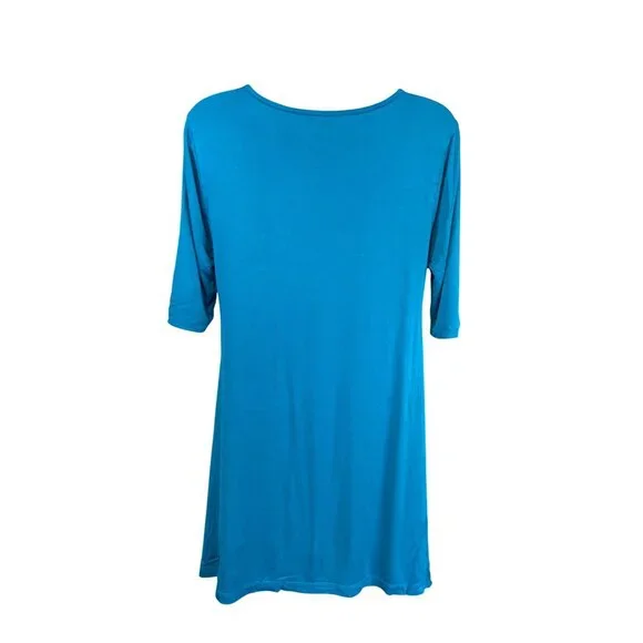 Soft Surroundings  Tunic  Blue S Relaxed Classic A-Line Scoop Neck Boho Minimali - Picture 3 of 8